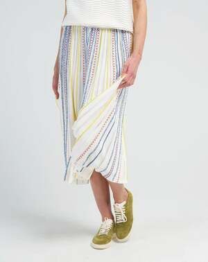 Molli Summer Pleated Jacquard Knit Skirt in Natural Pop Size Small